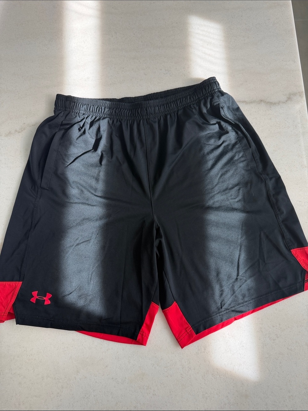 Under Armour Men’s Black and Red Athletic Shorts